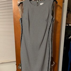 Calvin Klein black and white checked sheath dress.  Unlined, size 6.